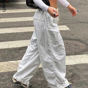 Women's Pants Capris Fashion New Casual Loose Wide Leg Sweatpants White Loose Drawstring Low Waist Street Overalls Women's Hippie cargo pants women T220926