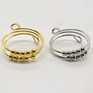 Einstellbare Angstringe Edelstahl Spinner Fidget Band Ring für Männer Frauen Modedesign Stressabbau Dekompression Drehen Spirale Perlen Fingerschmuck