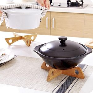 Table Mats Wood Pot /Spoon Rests Heat Insulation Wooden Pads Holder Cteative Cooking Storage Kitchen Accessories Band