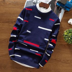 Men's Hoodies Men's & Sweatshirts Men Sweater 2022 Autumn Long Sleeve Pullovers Outwear Fashion Check Print Round Neck Slim Fit