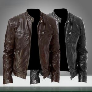 Giacca in pelle da uomo nuova Autunno Inverno Caldo pile Uomo Casual PU Giacche da moto Giacca a vento sottile Capispalla Cappotti Abbigliamento