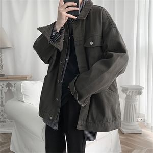 Men's Jackets Japanese Fashion Outerwear Retro Clothes Military Denim Plus Size Black 220927