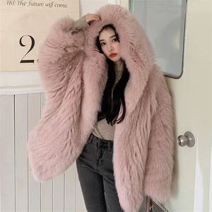 Womens Fur Faux Biyaby Luxury Women Winter Warm Hooded Coat Streetwear High Quality Ry Jacket Fashion Pink Thick Fake Overcoat 220927