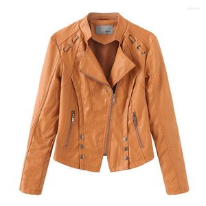 Women's Leather Women's & Faux Stylish Fashion Korean PU Jacket Fall Autumn Motorcycle Outwear Women Slim Fit Basic Coat Short Casual