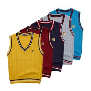 Waistcoat Autumn Boys Sweater Vest Clothes Baby Child Candy Color Knit Waistcoats Cartoon Letter Casual Sweatshirts For Kids Pullovers 220927
