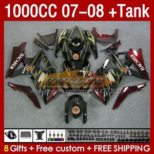 Fairings & Tank For SUZUKI GSXR1000 GSXR 1000 CC K7 GSX-R1000 2007-2008 Bodys 158No.16 1000CC GSXR-1000 07 08 Bodywork GSX R1000 2007 2008 Full Fairing Kit BACARDI bats