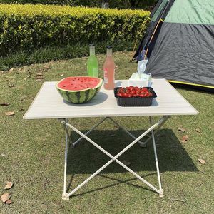 Camp Furniture Camping Picnic Portable Folding Table Aluminum Alloy Foldable Tables Outdoor Barbecue Hiking Traveling Desk White
