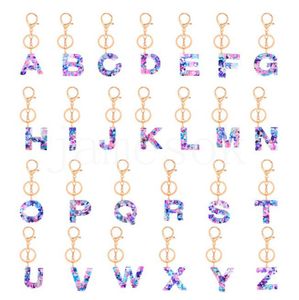 Trendy 26 Letter Pendant Key Chain Women Men Acrylic Keychain A To Z Keyring Holder Key Ring Charm Bag Accessories Gift DE793