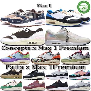 Designer Running Shoes Concepts Max Air Patta Mens Womens Bandana Heavy Mellow Cactus Jack Blue Brown Sports Sneakers Trainers Storlek EUR