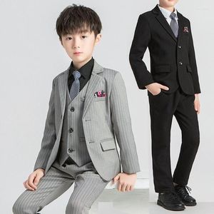 Abiti da uomo Blazer da uomo 2022 Est Grigio Stripes Boy Suit 3 pezzi Set Slim Fit Bambino Prom Wedding Blazer Kid Tuxedo Per Giacca Pantaloni