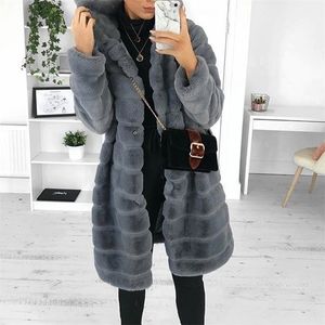 Damenjacken Dicke warme Kapuze Kunstpelzmantel Frauen Wintermode Einfarbig Schwarz Rosa Oberbekleidung Weiche Plüsch Lange Jacke Plus Größe 5XL 220926