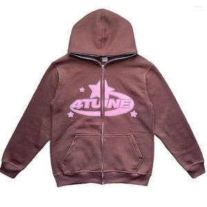 Erkek Hoodies Boy Moda Yıldız Mektubu Baskı Zip Up Hoodie Erkekler Y2K Retro Rahat Hip-Hop Gotik Ceket Kadın Streetwear Kazak