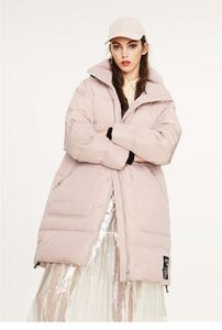 レディースファッションダックダウンジャケットルーズ衣類アウターウェアショートストライプスタイルの冬のコート