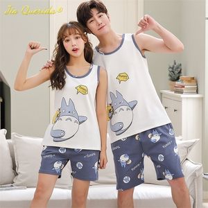 Erkekler Sweetwear Çift Kolsuz Cami Pijama Set Karikatür Baskı Kawaii Placowar Gençlik Erkek ve Kadın Homewear Genç Öğrenci Pijamaları 220924