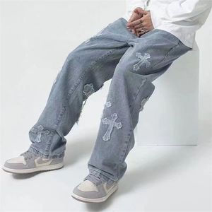 Herr jeans streetwear hip hop low hise baggy jeans f￶r m￤n koreanska y2k mode byxor korsa denim byxor kvinnor last byxor punk kl￤der 220926