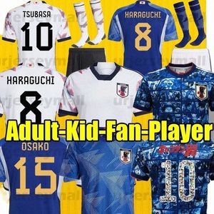 22 Japan Soccer Jerseys Atom Japanse voetbal Shirts Blue White Honda Men Set Kids Kit Player Fans Women Cartoon Captain Captain Design J N2SP