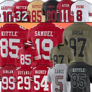 George Kittle Football Jerseys 49ers''5 Trey Lance Nick Bosa Javon Kinlaw Deebo Samuel Talanoa Hufanga Elijah Mitchell FRED WARNER Jimmy Garoppolo