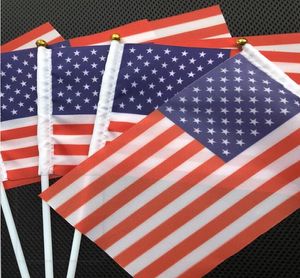 American American Flag Hand Hand Bandle American Festival Party Supplies Flag Sinalizador de aço inoxidável Polyester Party Decoration RRB15806