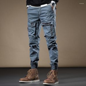 M￤ns byxor 2022 Spring Autumn Men Tactical Multiple Pocket Elasticity Military Korea Style byxor Male Slim Fit Cargo Pant W185