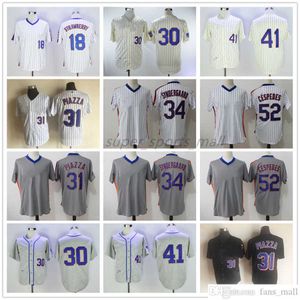 1938 Throwback Baseball Jersey Vintage 52 Yoenis Cespedes 18 Darryl Strawberry 30 Michael Conforto 1969 31 Mike Piazza 41 Tom Seaver tröjor Retro