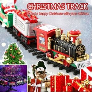 Diecast Model Car Christmas Train Electric Toe Tree Decoration Track Frame Railway Set Transport Building Gift 220924