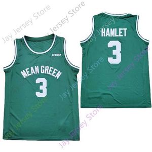 Mitch 2020 novo NCAA North Texas Unt Mean Green 3 Javion Hamlet College Basketball Jersey Green Size Youth Adult Adult