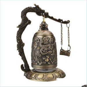 Obiekty dekoracyjne figurki buddyzm świątynia mosiężna miedziana miedź smokowy zegar dzwonowy rzeźbiony posąg lotos buddha arts dekoracyjne rzemiosło d dhlj1