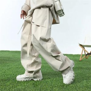 Erkekler pantolon homme japon sokak kıyafeti ppocket takımı geniş bacaklı erkek gelgit markası bol pantalonlar için düz pantolonlar pantalonlar Tipo kargo