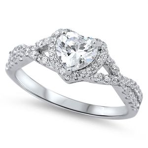 Brand Desgin Cross Wedding Heart Ring for Women Sparkling Jewelry Real Sterling Silver Pave Pear Cut Topaz CZ Di297U