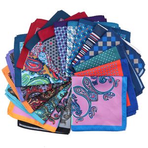 DPH30 Designs Men's Handkerchiefs Paisley Pocket Square Microfiber Print Men Hankerchief Blue Burgundy Floral Hankies New Fashion Suit Hanky