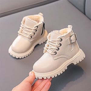 Buty skórzane chelsea wodoodporne dzieci kostki dla dziewcząt Pluszowy pluszowy snow Shoe 220924