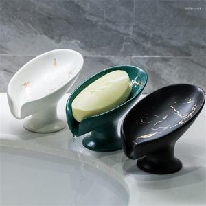 石鹸皿ヨーロッパの豪華な大理石の陶器masoap dish elバスルーム排水箱磁器を防ぐ水貯蔵を防ぐ