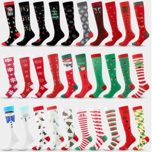 Men's Socks 1 Pairs Men Women Running Hiking Korean Cute Christmas Hat/ Tree Elk Snowflake Stripe Printing Present