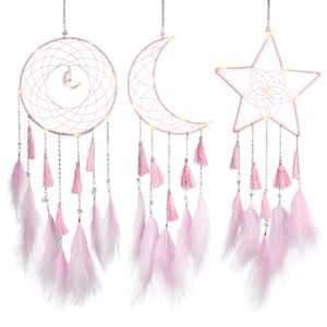 Kunst und Handwerk Led Dream Handmade Chain Catcher Bohemian New Star Moon Sun Design Home Decor Für Wandbehang Dekoration Pi Yydhhome Amniw