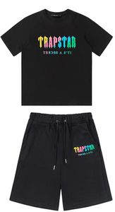 Trapstar Tshirt Mens Trapstars T-shirt Kort ärm Tryckdräkt Chenille Tracksuit Black Cotton London Streetwear S-2XL Tracksuit 762