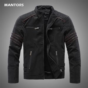 Männer Leder Faux Männer Winter Marke Jacke Casual Motorrad Innere Fleece PU Mantel Jacken Herren Kleidung Streetwear 220926