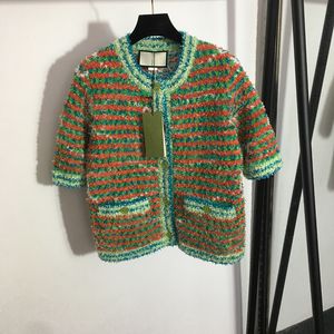 Красочная полоса женские свитера модные письма jacquard tee 3 размеры вязание кардиган пальто рождественское свитер