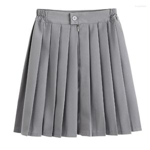 Gonne Harajuku Estate Donna Minigonna Stile preppy Vita alta Kawaii Pieghettato Carino uniforme giapponese Ragazza della scuola Grigio nero