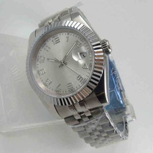 39 mm srebrny tarcza stalowa case zegarek 21 klejnotów miyota 8215 Automatyczna na ręka na rękę Fled Bezel Jubilee Pasp