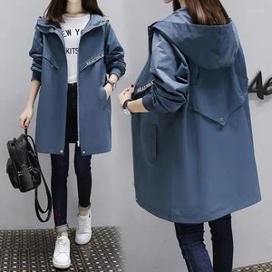 Trench feminina Coats Windbreaker de tamanho grande com o forro com o revestimento da primavera outono do temperamento casual com zíper da jaqueta de capa de capa de capa de capa