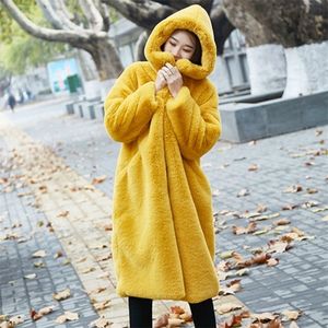 Womens Jackets Plus Size Winter Fur Jacket Long Faux Fur Coat Women Plush Fur Warm Jacket Female Imitation Mink Thick Hooded Parka 220926