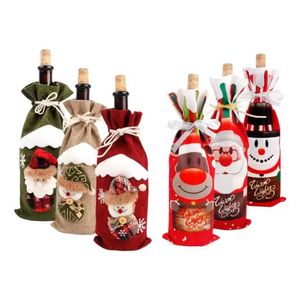 Christmas Decorations Wine Bottle Cover Merry For Home 2023 Ornament Year 2022 Xmas Navidad Gifts P0927