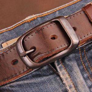 Belts High Quality Leisure Luxury Fashion Italian Cowhide Boy Personality Trousers Button Retro Top Genuine Leather Men's Belt