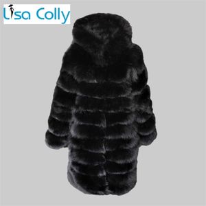 Kadın kürk sahte kadınlar kış vizon palto kapşonlu kalın sıcak dış giyim sahte 220927 ile uzun kollu ceket