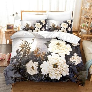 Bedding sets Elegant Flowers Set Duvet Cover 3d Digital Printing Queen Size Polyester Fashion Design Colorful 220924