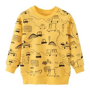 Pullover Metri da salto Arrivo Giallo Ragazzi Felpe Stampa Cartoon Baby Vestiti in cotone Autunno Primavera Bambini Felpe con cappuccio Camicie 220924