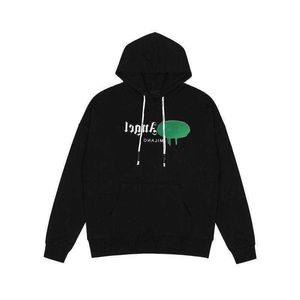 Palmangel Hoodie Moda Markası Hoodie Sonbahar ve Kış High Street Erkekler ve Kadınlar Graffiti Sweatshirts Siyah ve Yeşil