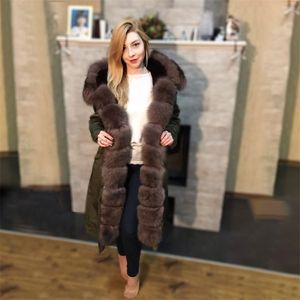 여자의 모피 가조 종종 방수 파카 진짜 코트 x 긴 겨울 재킷 여성 자연 고리 두꺼운 따뜻한 겉옷 분리 가능 220926
