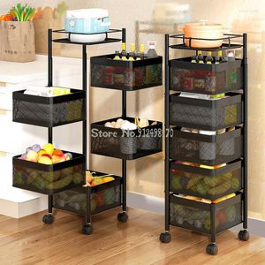 Kitchen Storage 360-degree Rotating Vegetable Basket Rack Floor Multi-layer Household Multifunctional Fruit And