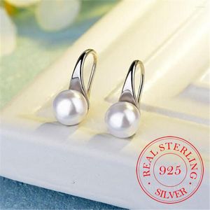 Brincos de garanhão 925 Sterling Silver Classic Pearl For Women Kids Wedding Jewelry Boucle d'Oreille hipoalergênico